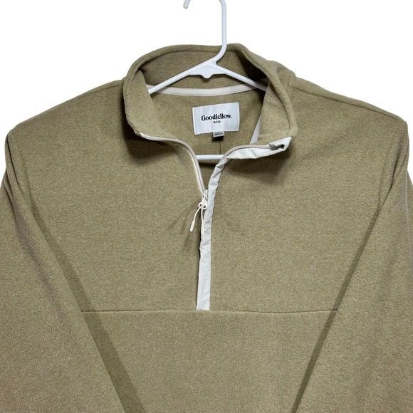 Goodfellow & Co Other - Goodfellow & Co Tan Fleece Quarter Zip Pullover Mock Neck Sweatshirt Large NEW